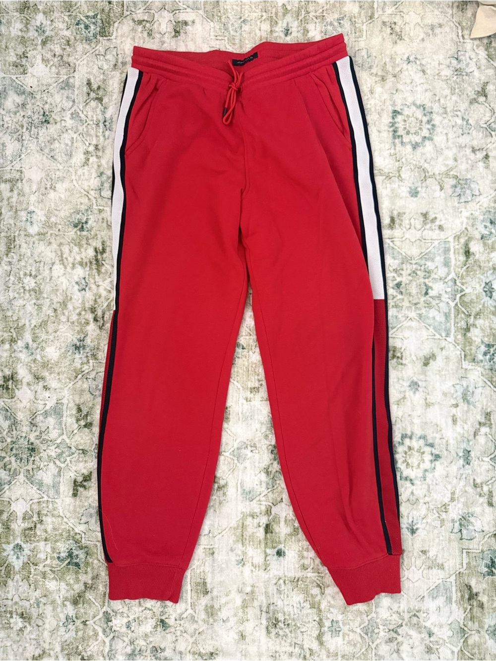 Tommy Hilfiger Red Jogger Pants with Side Contrast Stripes